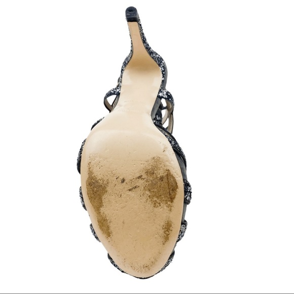 Miu Miu Silver Glitter Strap Sandal Heels / Ardesia / MSRP $956 / Women’s 8.5 - Picture 8 of 16